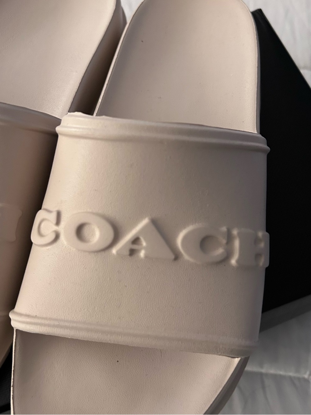 Coach Embossed Slide Sandals in Blush - Picture 2 of 5